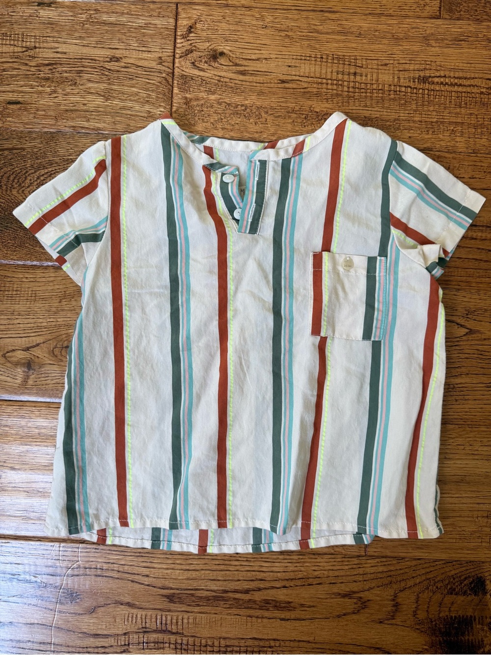 Boys Mi Canesu Striped Short Sleeved Henley